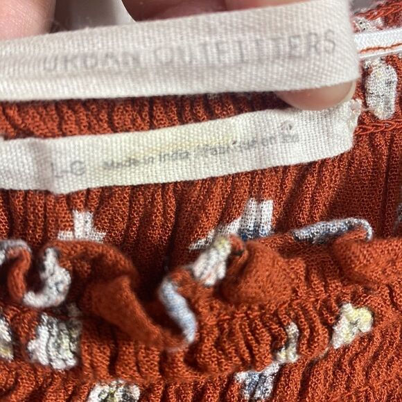 Urban Outfitters Floral Boho Cottagecore Mini Dress Off Shoulder Smocked Size L - Picture 10 of 15